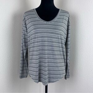 Athleta Shirt Womens Small Stripe Long Sleeve Athleisure Activewear Black White